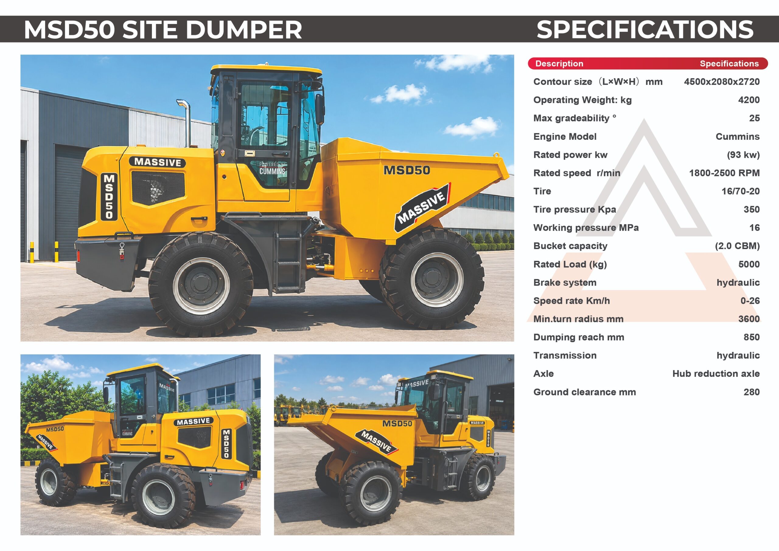 Massive MSD50 Site Dumper In Antigua and Barbuda - Tractors for Sale in Antigua Massive MSD50 Site Dumper In Antigua and Barbuda